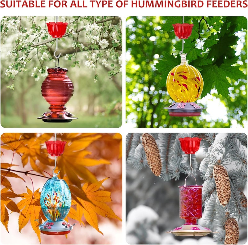 SIXTOYZF Ant Moat for Hummingbird Feeders 4 Pack,2 oz Capacity,Suitable for Outdoor Yard Hanging Feeders,Hummingbird Feeder Ant Guard,Rustproof S Hooks,Sturdy,Leakproof,Red Flower Shape - Image 4